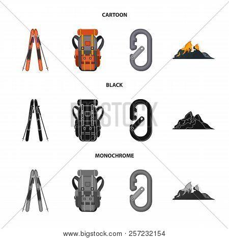 Vector Design Of Alpinism And Peak Sign. Set Of Alpinism And Camp Vector Icon For Stock.
