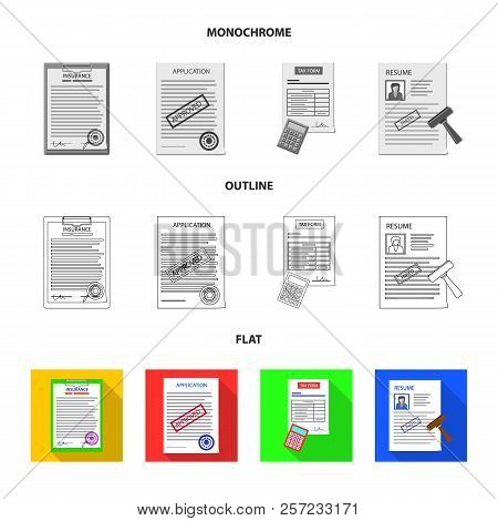 Vector Design Of Form And Document Icon. Collection Of Form And Mark Stock Vector Illustration.
