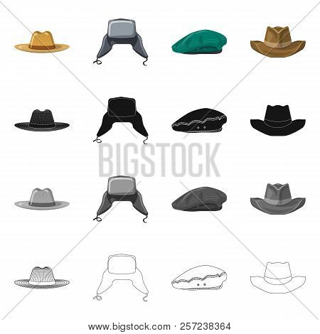Vector Design Of Headwear And Cap Icon. Set Of Headwear And Accessory Vector Icon For Stock.