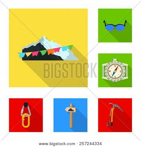Vector Illustration Of Alpinism And Peak Logo. Collection Of Alpinism And Camp Stock Symbol For Web.