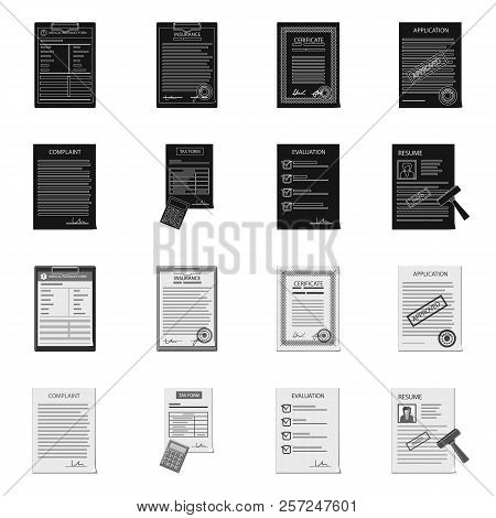 Vector Illustration Of Form And Document Symbol. Set Of Form And Mark Vector Icon For Stock.