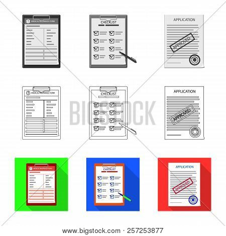 Vector Illustration Of Form And Document Logo. Set Of Form And Mark Stock Symbol For Web.