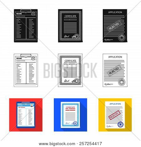Vector Design Of Form And Document Symbol. Set Of Form And Mark Stock Vector Illustration.