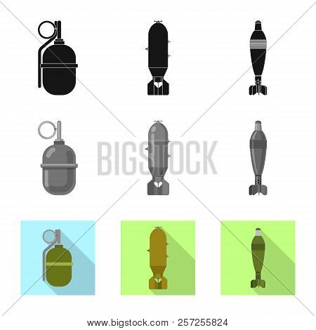 Vector Illustration Of Weapon And Gun Logo. Collection Of Weapon And Army Vector Icon For Stock.