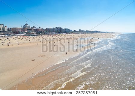 Scheveningen Beach With Kurhaus Landmark And Sea, The Hague Netherlands