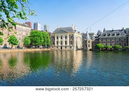 City Center Of Den Haag - Mauritshuis And With Reflections In Pond, Netherlands