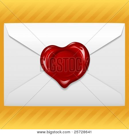 Busta con la cera della guarnizione a forma di cuore