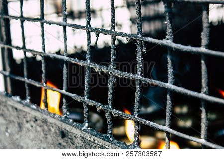 Kathmandu Nepal September 1, 2018 Closeup Of Candles Burning Front A Temple At Durbar Square In Kath