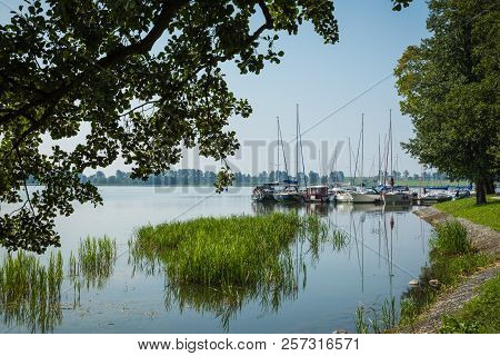 Ryn, Warmia-masuria Province / Poland - July 31, 2018: Marina And Pier On Rynskie Lake, Town Of Ryn.