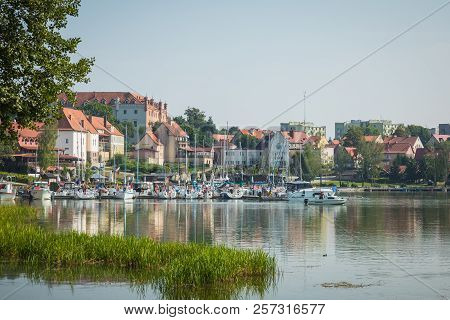 Ryn, Warmia-masuria Province / Poland - July 31, 2018: Marina And Pier On Rynskie Lake, Town Of Ryn.