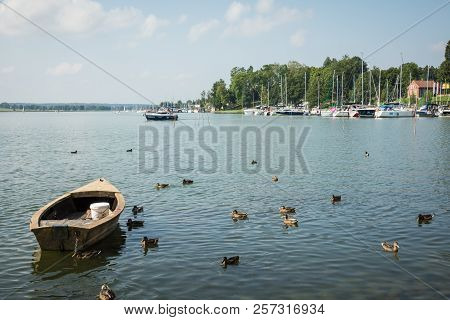 Ryn, Warmia-masuria Province / Poland - July 31, 2018: Marina And Pier On Rynskie Lake, Town Of Ryn.