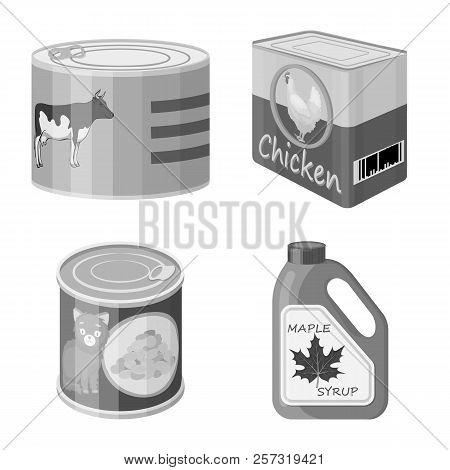 Vector Design Of Can And Food Logo. Set Of Can And Package Stock Symbol For Web.