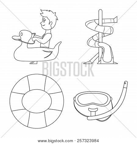 Vector Illustration Of Pool And Swimming Symbol. Set Of Pool And Activity Stock Vector Illustration.