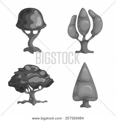 Vector Illustration Of Tree And Nature Symbol. Collection Of Tree And Crown Stock Vector Illustratio