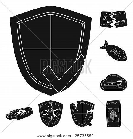 Isolated Object Of Virus And Secure Icon. Collection Of Virus And Cyber Stock Vector Illustration.