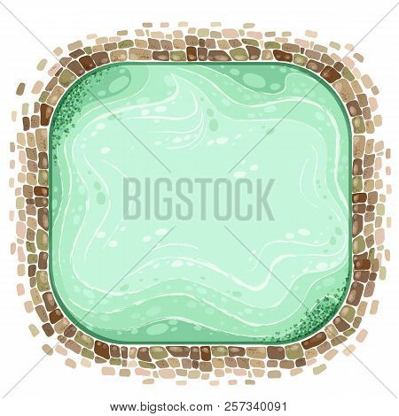 Nature Stone Pond Top View Design Vector Illustration