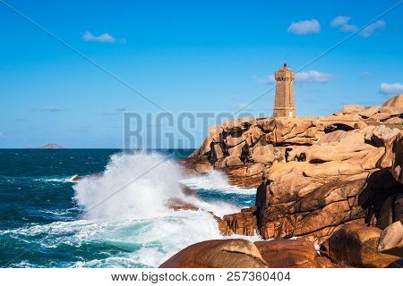 Atlantic Ocean Coast In Brittany Near Ploumanach, France.