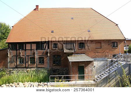 Old Historic Watermill In Fog Valley Near Güstrow
