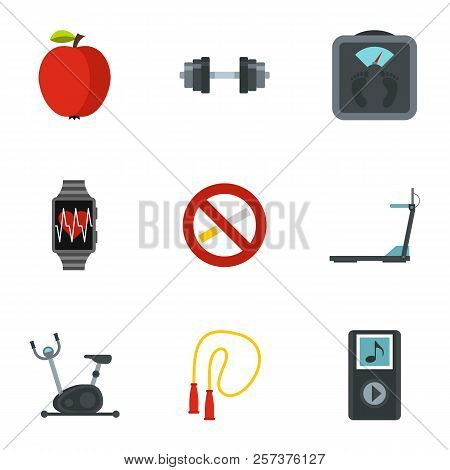 Fitness, Diet And Healthy Living Icons Set. Flat Illustration Of 9 Fitness, Diet And Healthy Living 