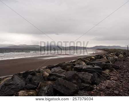 Rossbeigh Beach In Ireland On A Rainy Day