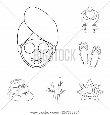 Spa Salon And Equipment Outline Icons In Set Collection For Design. Relaxation And Rest Vector Symbo