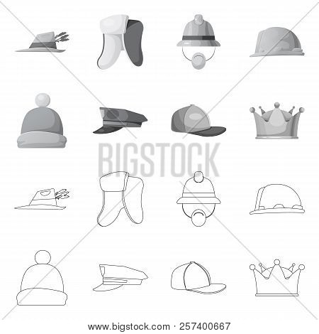 Isolated Object Of Headwear And Cap Logo. Collection Of Headwear And Accessory Stock Vector Illustra