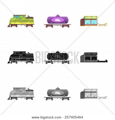 Vector Illustration Of Train And Station Logo. Set Of Train And Ticket Vector Icon For Stock.