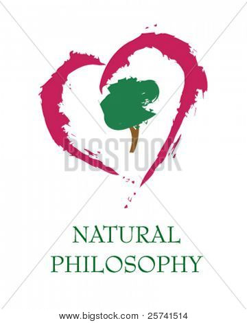 Albero verde all'interno della forma cuore