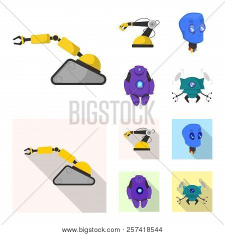 Vector Illustration Of Robot And Factory Icon. Set Of Robot And Space Stock Vector Illustration.