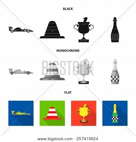 Vector Illustration Of Car And Rally Sign. Collection Of Car And Race Vector Icon For Stock.
