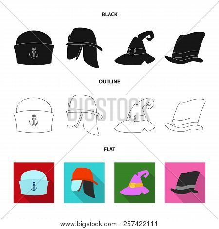 Vector Illustration Of Headwear And Cap Sign. Set Of Headwear And Accessory Vector Icon For Stock.