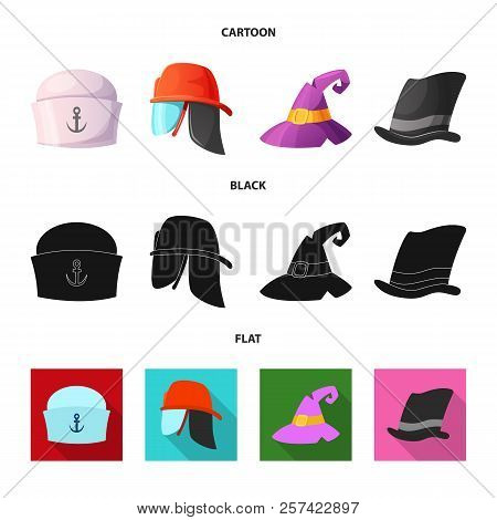 Vector Illustration Of Headwear And Cap Sign. Set Of Headwear And Accessory Vector Icon For Stock.