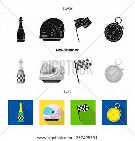 Vector Illustration Of Car And Rally Symbol. Set Of Car And Race Vector Icon For Stock.