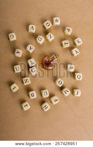Wooden Letter Cubes  Around Love Shaped Bottle