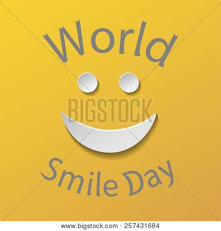 Flat Design Smile Cartoon Isolated On Yellow Background.
