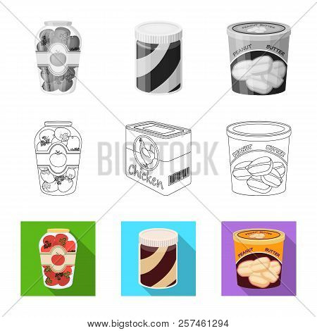 Vector Design Of Can And Food Icon. Set Of Can And Package Stock Vector Illustration.
