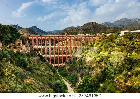 El Puente Del Aguila, Old Aqueduct In Nerja, Andalusia, Spain