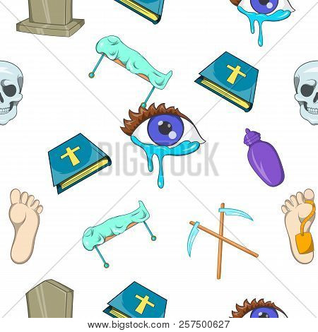 Funeral Services Pattern. Cartoon Illustration Of Funeral Services Pattern For Web