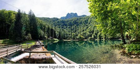 A Panorama Of Etang De Bethmale, French Pyrenees Mountains