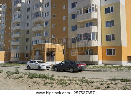 Kazakhstan, Ust-kamenogorsk, July 28, 2018: Newly Built Apartment Building In A New Residential Area