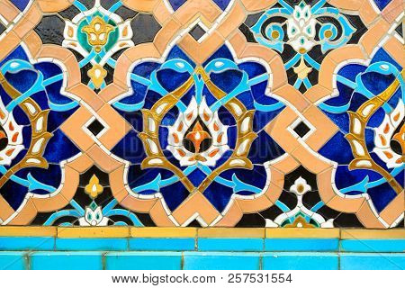 Wall Ornament Of The Cathedral Mosque Of Colorful Tiles Oriental Pattern