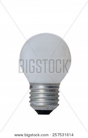 Incandescent Lamp With Opaque Glass Bulb And E27 Europe Socket. Old Standard Of Consumption Obsolete