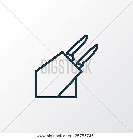 Knife Holder Icon Line Symbol. Premium Quality Isolated Knives Set Element In Trendy Style.