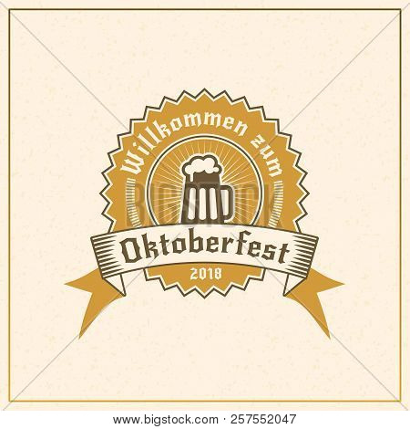 Beer Festival Oktoberfest Celebrations. Vintage Greeting Card Or Poster Template. Vector Illustratio