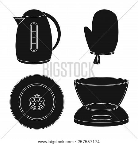 Vector Illustration Of Kitchen And Cook Sign. Set Of Kitchen And Appliance Vector Icon For Stock.