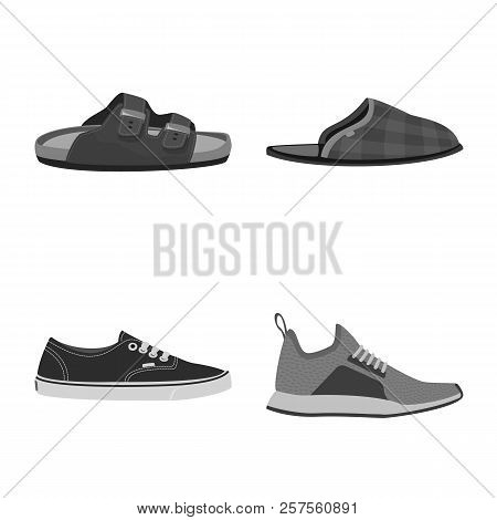 Vector Design Of Man And Foot Sign. Set Of Man And Wear Vector Icon For Stock.