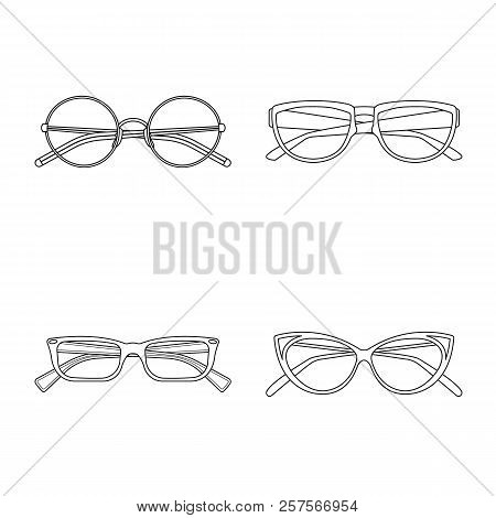 Vector Illustration Of Glasses And Frame Symbol. Set Of Glasses And Accessory Vector Icon For Stock.