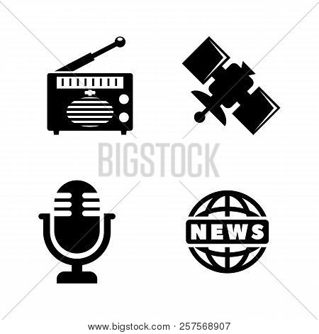 Media, News. Simple Related Vector Icons Set For Video, Mobile Apps, Web Sites, Print Projects And Y