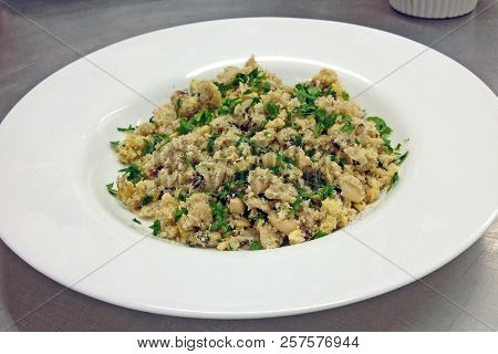Portions Of The Traditional Brazilian Farofa With White Beans