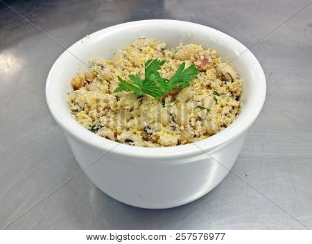 Portions Of The Traditional Brazilian Farofa With White Beans